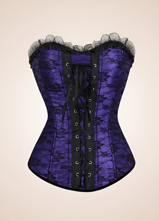 Victorian Lace Steampunk Corset Purple / XL victorian-lace-steampunk-corset-purple