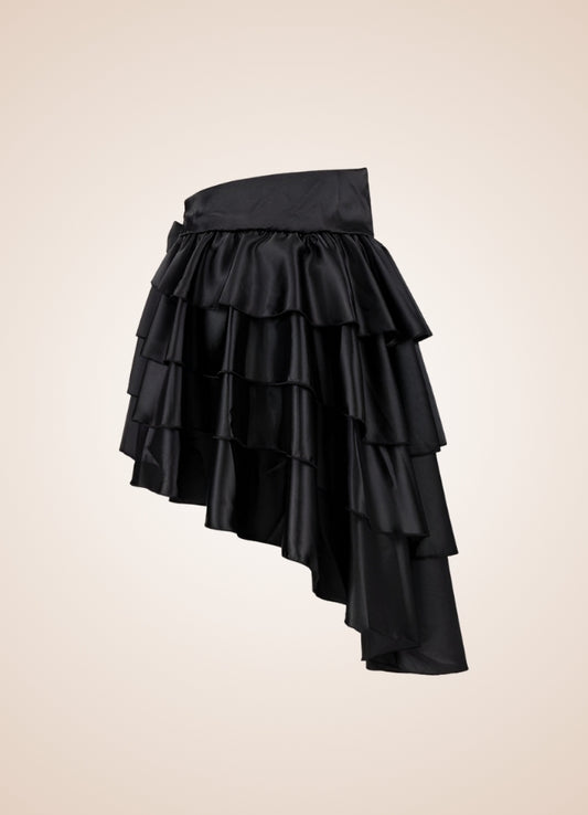 Victorian Ruffled Steampunk Midi Skirt Black / XL victorian-ruffled-steampunk-midi-skirt-black