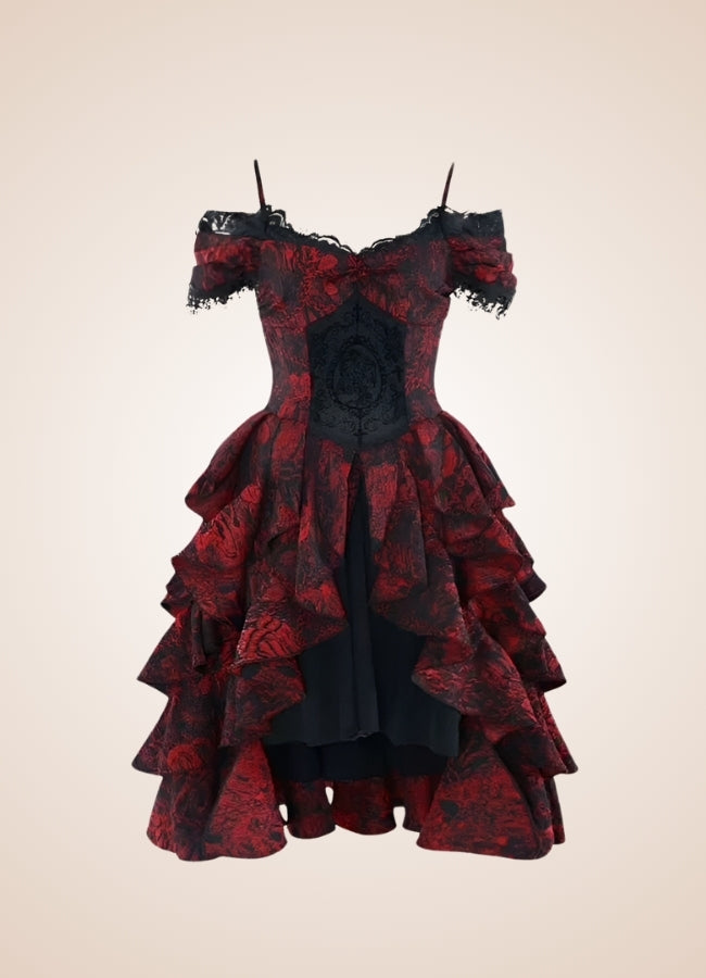 Victorian Steampunk Wedding Dress Black Red / M victorian-steampunk-wedding-dress-black-red