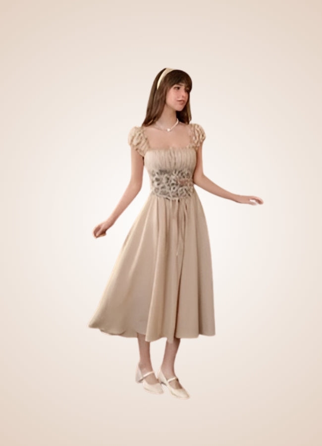 Victorian Style Dress Apricot / M victorian-style-dress-apricot