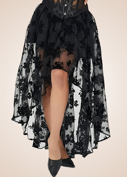 Vintage Flowers Steampunk Skirt Black / 5XL vintage-flowers-steampunk-skirt-black