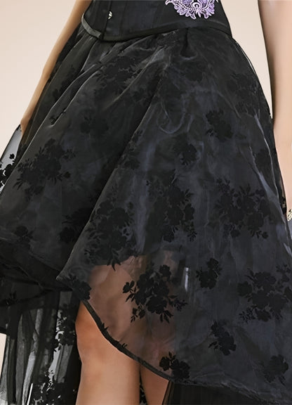 Vintage Flowers Steampunk Skirt Black / 5XL vintage-flowers-steampunk-skirt-black
