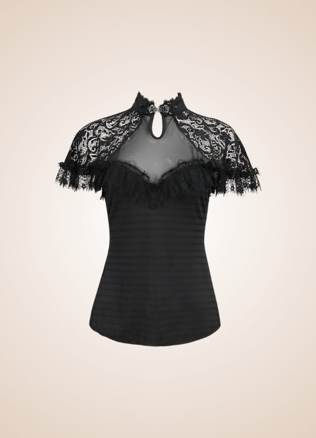 Vintage Gothic High Collar Shirt Black / 2XL vintage-gothic-high-collar-shirt-black