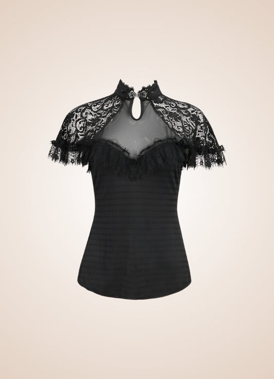 Vintage Gothic High Collar Shirt Black / 2XL vintage-gothic-high-collar-shirt-black