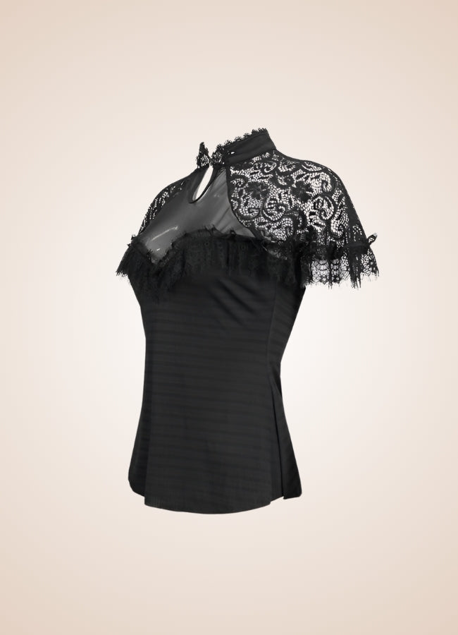 Vintage Gothic High Collar Shirt Black / 2XL vintage-gothic-high-collar-shirt-black