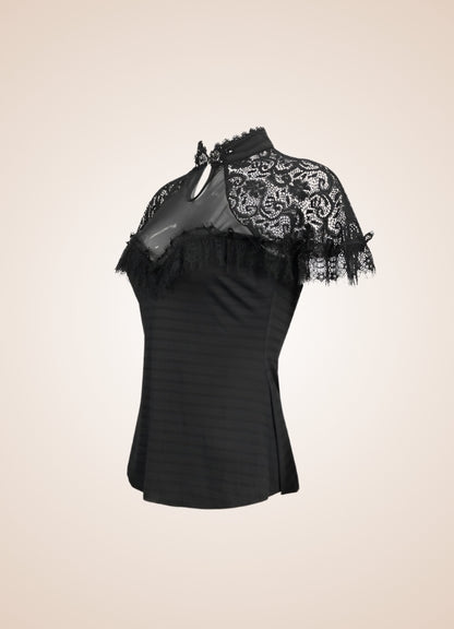 Vintage Gothic High Collar Shirt Black / 2XL vintage-gothic-high-collar-shirt-black