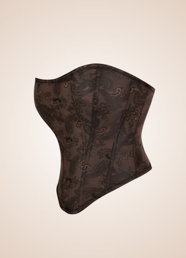 Vintage Pattern Steampunk Corset Brown / 2XS vintage-pattern-steampunk-corset-brown
