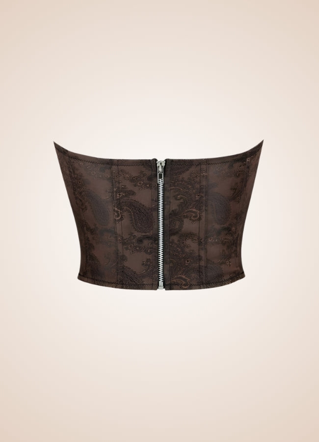 Vintage Pattern Steampunk Corset Brown / 2XS vintage-pattern-steampunk-corset-brown