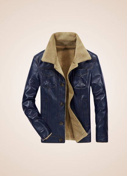 Vintage Steampunk Leather Jacket Dark Blue / 5XL vintage-steampunk-leather-jacket-dark-blue