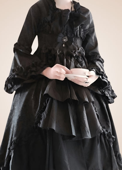 Vintage Victorian Ruffled Steampunk Dress Black / XL vintage-victorian-ruffled-steampunk-dress-black