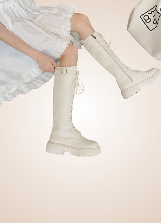 White Knee High Steampunk Boots White / 8.5 white-knee-high-steampunk-boots-white