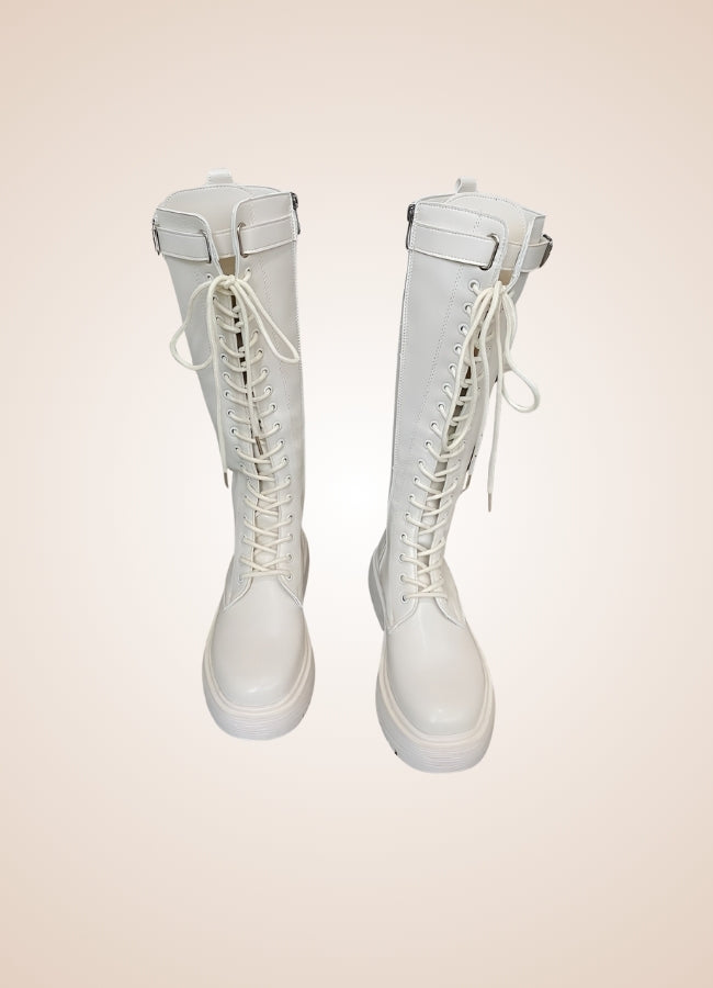 White Knee High Steampunk Boots White / 8.5 white-knee-high-steampunk-boots-white