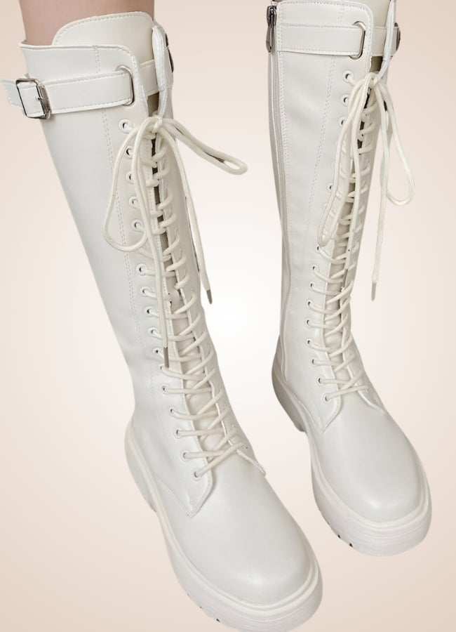 White Knee High Steampunk Boots White / 8.5 white-knee-high-steampunk-boots-white