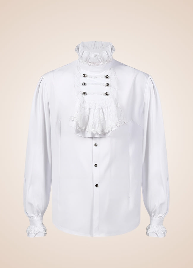 White Steampunk Flounce Tie Shirt White / XL white-steampunk-flounce-tie-shirt-white