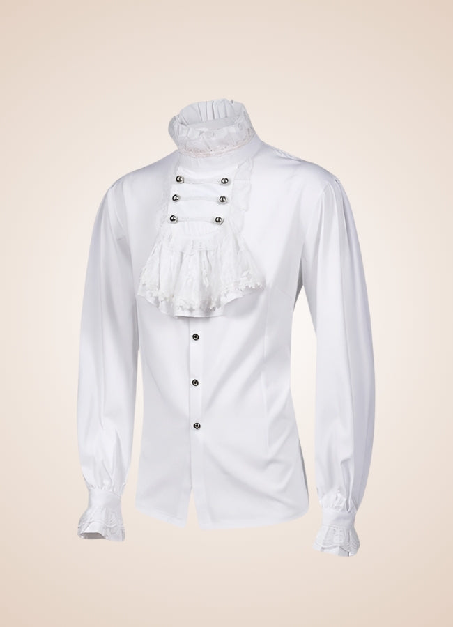 White Steampunk Flounce Tie Shirt White / XL white-steampunk-flounce-tie-shirt-white