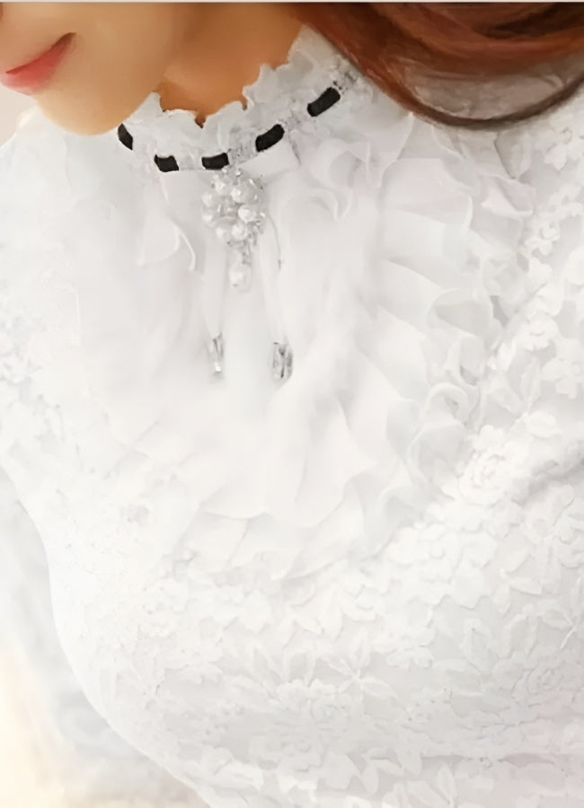 White Victorian Ruffles Long Sleeve Blouse White / XL white-victorian-ruffles-long-sleeve-blouse-white