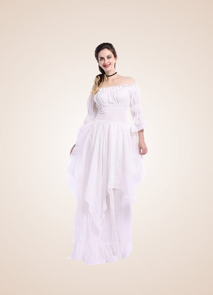 Woman's Long Sleeve Medieval Chemise White / 4XL womans-long-sleeve-medieval-chemise-white