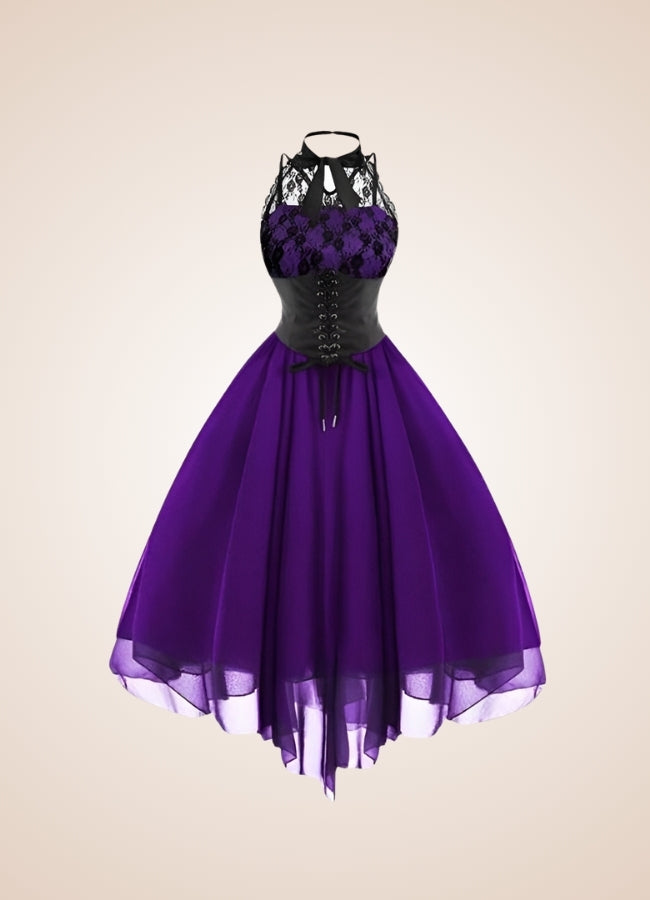 Women's Collar Steampunk Dress Purple / 3XL womens-collar-steampunk-dress-purple