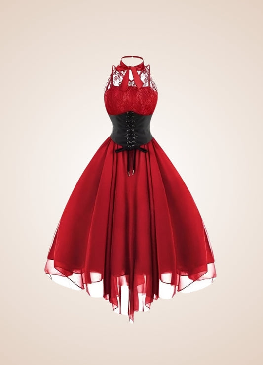 Women's Collar Steampunk Dress Red / 3XL womens-collar-steampunk-dress-red