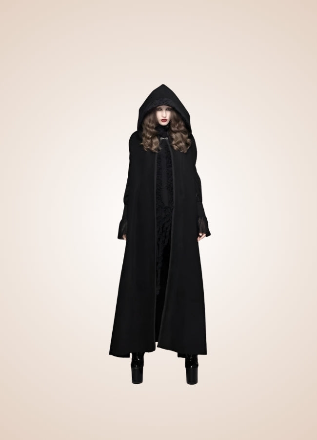 Women's Gothic Hooded Long Coat Black / M womens-gothic-hooded-long-coat-black