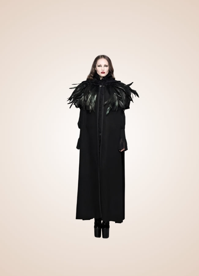 Women's Gothic Hooded Long Coat Black / M womens-gothic-hooded-long-coat-black