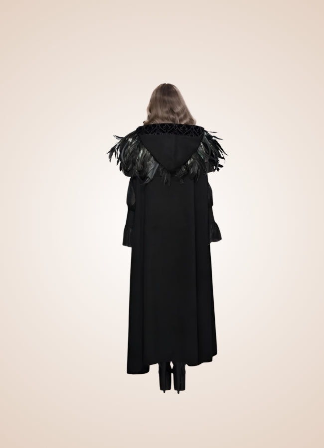 Women's Gothic Hooded Long Coat Black / M womens-gothic-hooded-long-coat-black