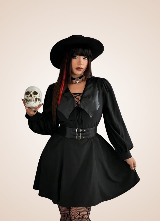 Women's Gothic Medieval Mini Dress Black / 3XL womens-gothic-medieval-mini-dress-black