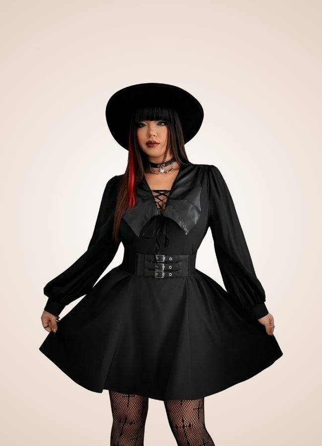 Women's Gothic Medieval Mini Dress Black / 3XL womens-gothic-medieval-mini-dress-black