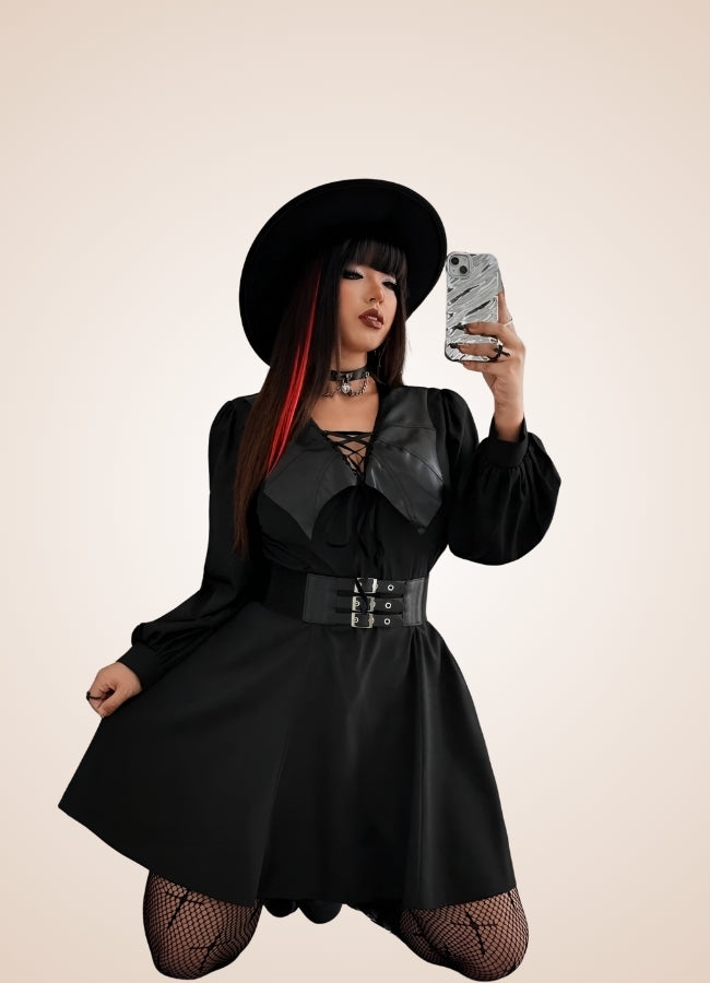 Women's Gothic Medieval Mini Dress Black / 3XL womens-gothic-medieval-mini-dress-black