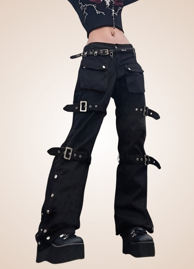 Women's Gothic Steampunk Pants Black / L womens-gothic-steampunk-pants-black