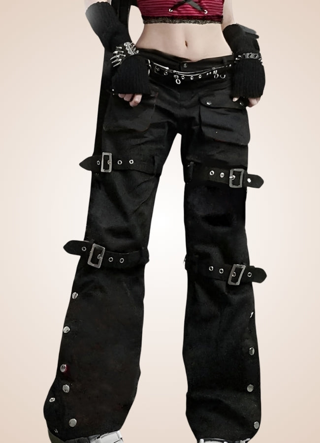 Women's Gothic Steampunk Pants Black / L womens-gothic-steampunk-pants-black