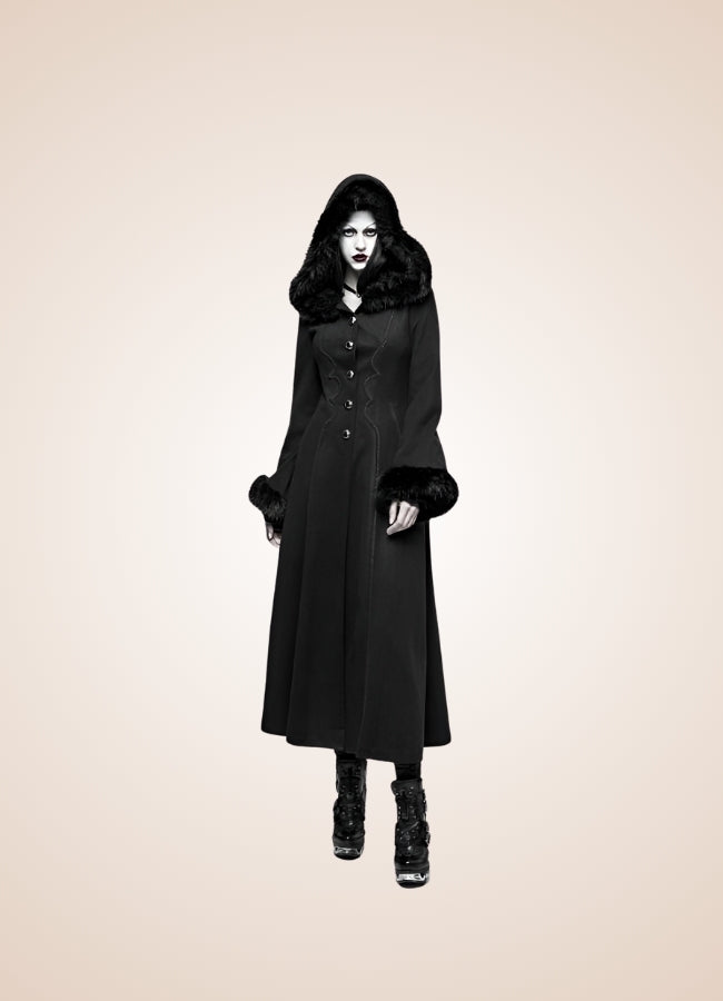 Women's Gothic Winter Hooded Coat Black / XL womens-gothic-winter-hooded-coat-black