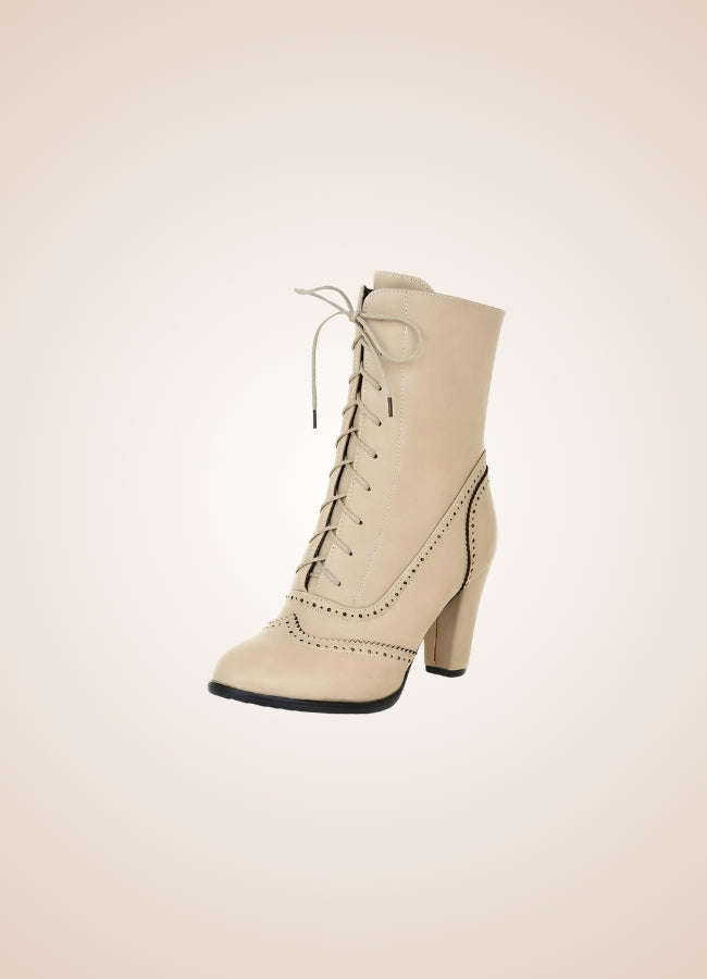 Women's Leather Ankle Boots Beige / 12.5 womens-leather-ankle-boots-beige