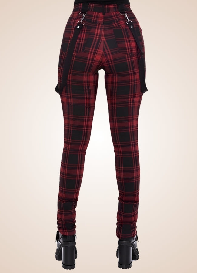 Women's Plaid Steampunk Trousers Red / 4XL womens-plaid-steampunk-trousers-red