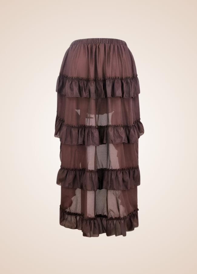 Women's Renaissance Layered Skirt Brown / 5XL womens-renaissance-layered-skirt-brown