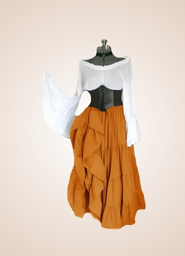 Women's Renaissance Medieval Steampunk Dress Orange / 4XL womens-renaissance-medieval-steampunk-dress-orange