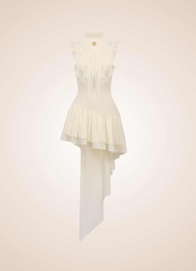 Women's Ruffle Steampunk Dress Off White / XL womens-ruffle-steampunk-dress-off-white