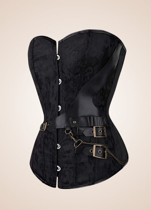 Women's Steampunk Black Overbust Corset Black / 4XL womens-steampunk-black-overbust-corset-black