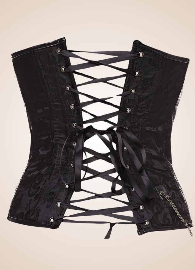 Women's Steampunk Black Overbust Corset Black / 4XL womens-steampunk-black-overbust-corset-black