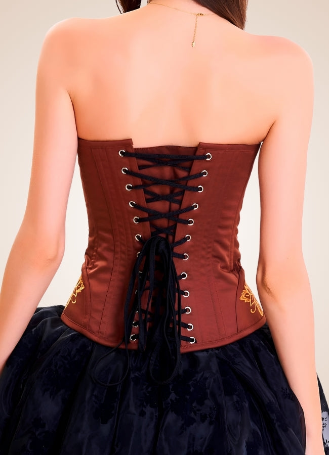 Women's Steampunk Brown Corset Brown / XL womens-steampunk-brown-corset-brown