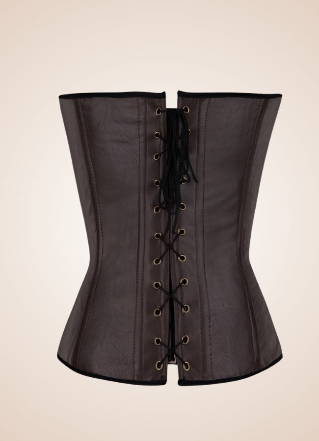 Women's Steampunk Buckled Corset Brown / XL womens-steampunk-buckled-corset-brown