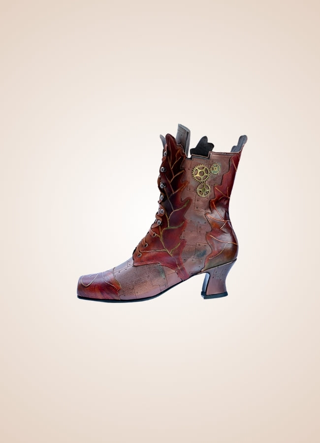 Women's Steampunk Cowboy Style Boots Reddish Brown / 12.5 womens-steampunk-cowboy-style-boots-reddish-brown