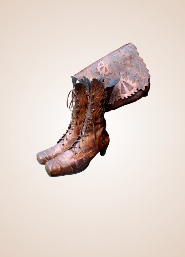 Women's Steampunk Cowboy Style Boots Reddish Brown / 12.5 womens-steampunk-cowboy-style-boots-reddish-brown