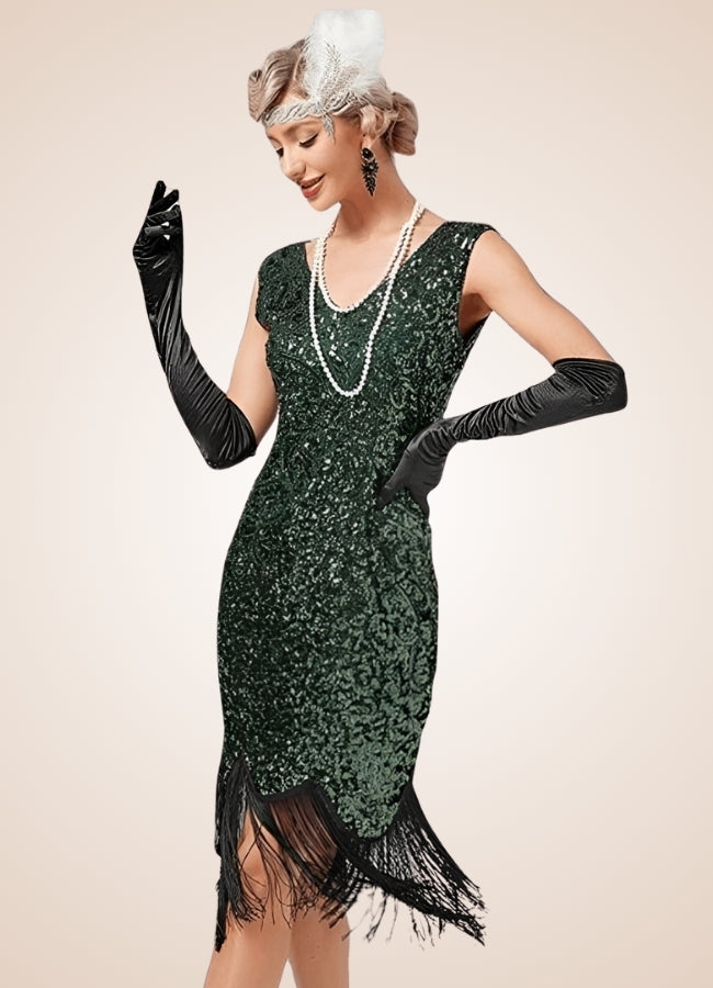 Women's Steampunk Sequin Dress Green / 2XL womens-steampunk-sequin-dress-green