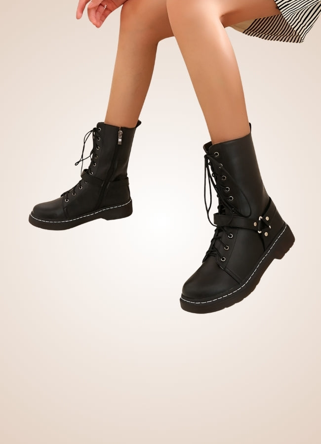 Women's Steampunk Straps Boots Black / 12.5 womens-steampunk-straps-boots-black