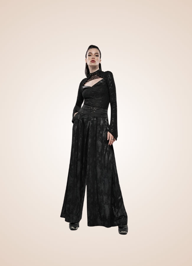 Women's Steampunk Wide Leg Pants Black / XL womens-steampunk-wide-leg-pants-black