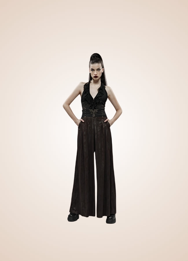 Women's Steampunk Wide Leg Pants Black / XL womens-steampunk-wide-leg-pants-black