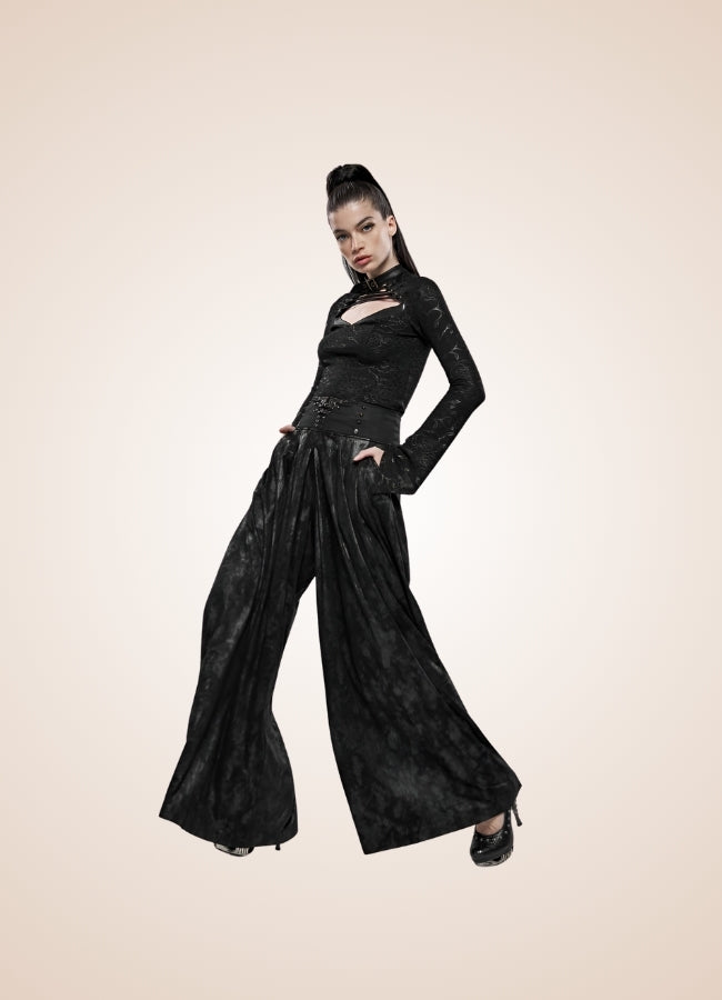 Women's Steampunk Wide Leg Pants Black / XL womens-steampunk-wide-leg-pants-black