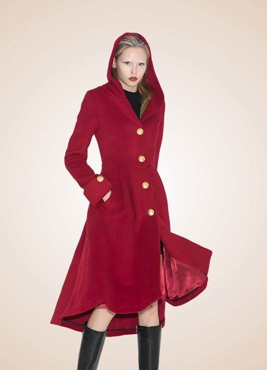 Women's Victorian Hooded Coat Red / XL womens-victorian-hooded-coat-red