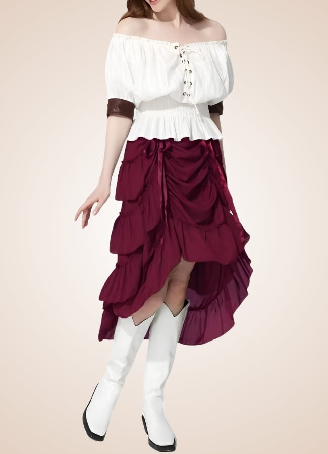 Women's Vintage Renaissance Skirt Red / 5XL womens-vintage-renaissance-skirt-red